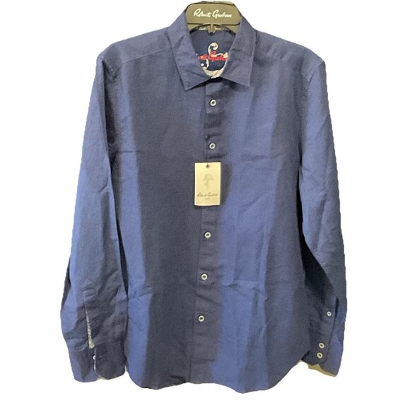 Robert Graham Other - NWT Robert Graham Navy Blue Linen/Cotton Long Sleeve Men’s M Shirt Classic Fit